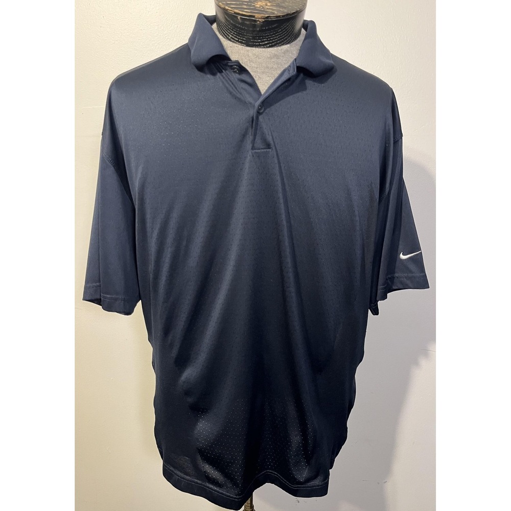 Nike Polo Shirt Mens XL Navy Blue FitDry Golf Performance Short Sleeve - Picture 3 of 9